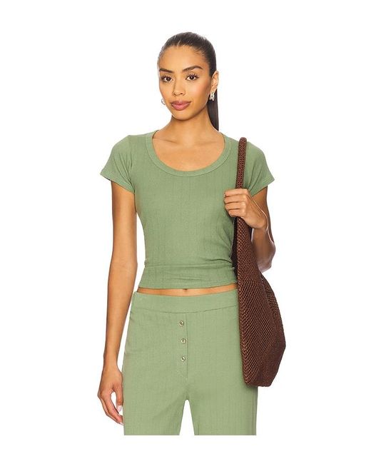 VIR VITA Green Scoop Pointelle Tee