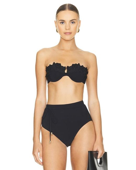 Zimmermann Black Halliday Embroidery Bikini Top