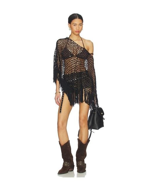 MORE TO COME Black Loren Knit Poncho