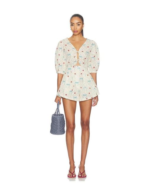 Agua Bendita White Salem Print Cherish Top