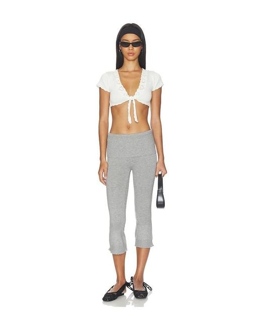 Frankie's Bikinis White X Paige Lorenze Eternity Crochet Front-Tie Blouse