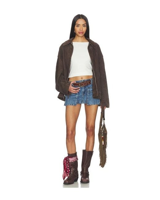 Free People Blue X We The Free Hera Studded Denim Mini Skirt