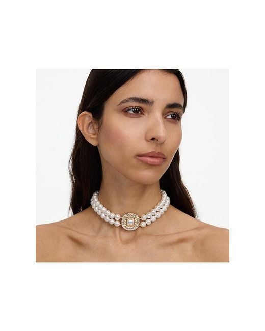Self-Portrait White Crystal Pearl Choker