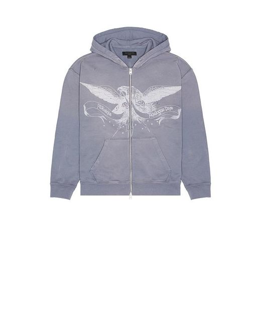AllSaints Blue Aeterna Zip Through Sweater for men