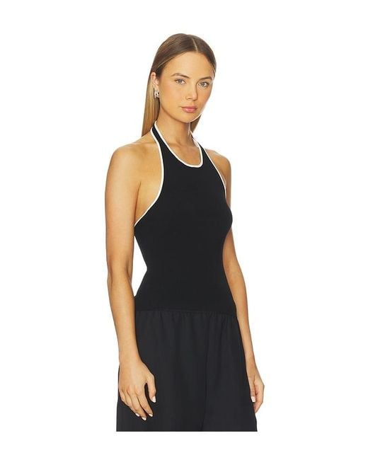 St. Agni Black Fine Line Halter Top