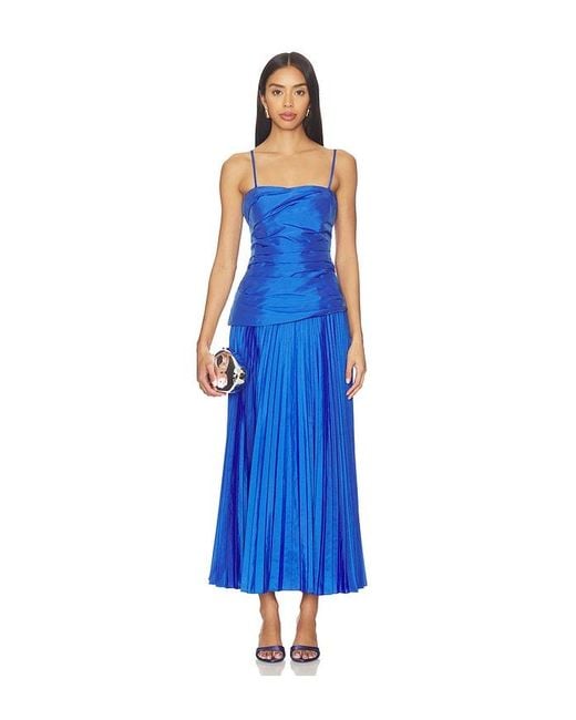 Jonathan Simkhai Blue Arie Strapless Bustier Midi Dress