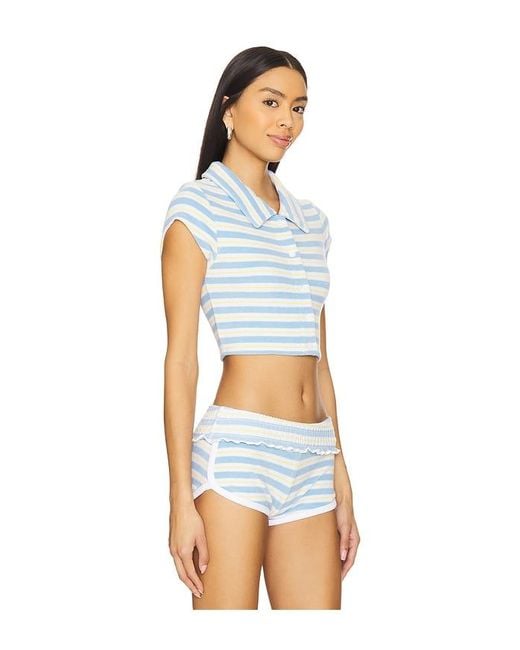 Frankie's Bikinis Blue Laurel Button Up Top