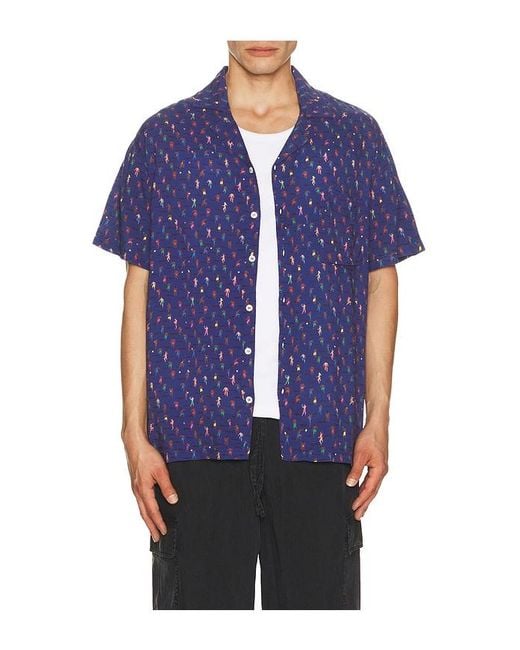 ARRELS Barcelona Altinha X Malika Favre Camp Collar Shirt In Eco Blue for men