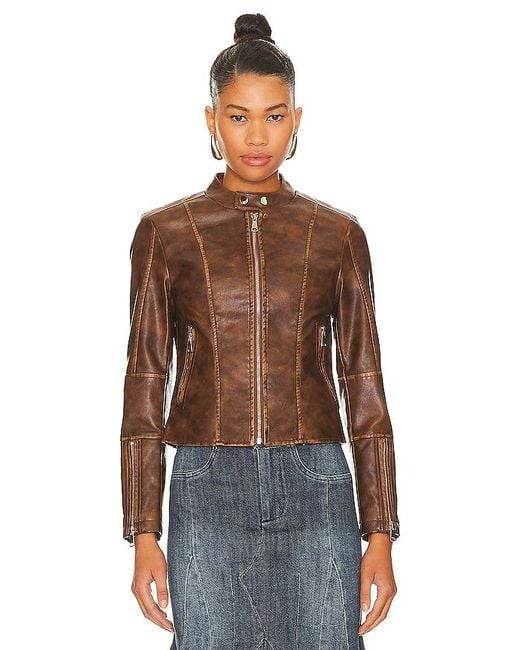 superdown Red Steph Faux Leather Moto Jacket