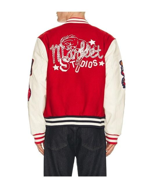 Market Red Old West Varsity Jacket for men