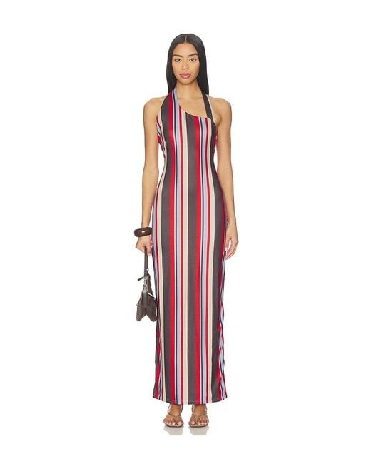 SNDY'S Red Sherri Asymmetrical Maxi Dress