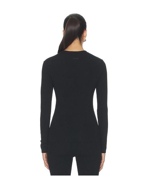 Fear Of God Black Signature Rib Knit Fitted Long Sleeve Zip Up Tee