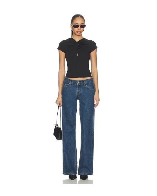 GRLFRND Black Keyhole Twist Short Sleeve Tee