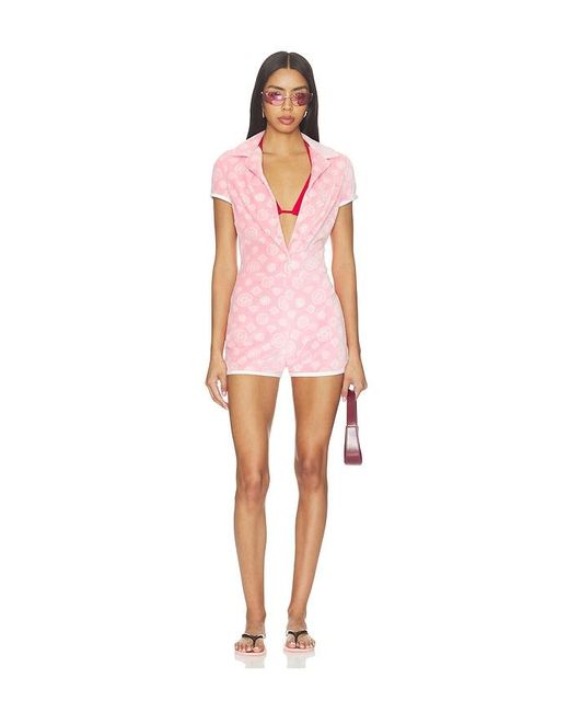 Casablanca Pink Velour Monogram Romper
