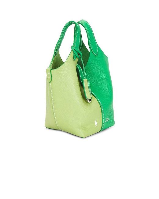 Polo Ralph Lauren Green Shiny Drum Pebble Small Crossbody Bag