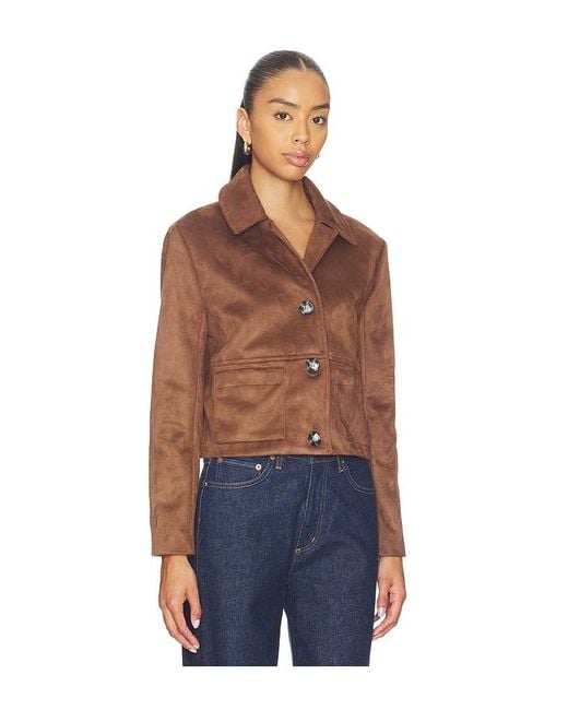 Milkwhite Blue Cropped Faux Leather Jacket