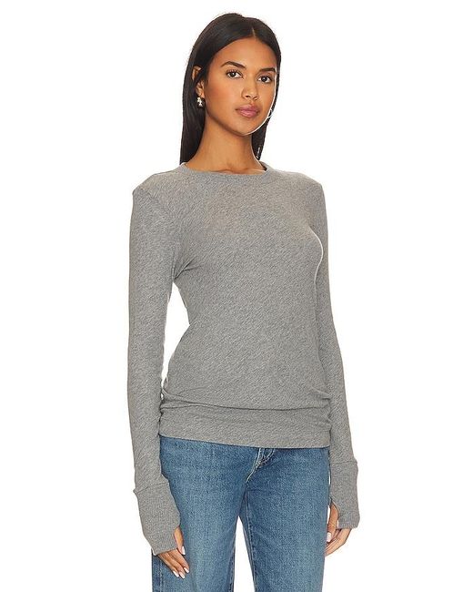 Enza Costa Blue Cashmere Easy Cuffed Crew
