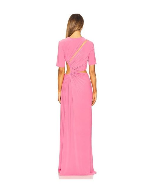 Sid Neigum Pink Gathered Slit Maxi Dress
