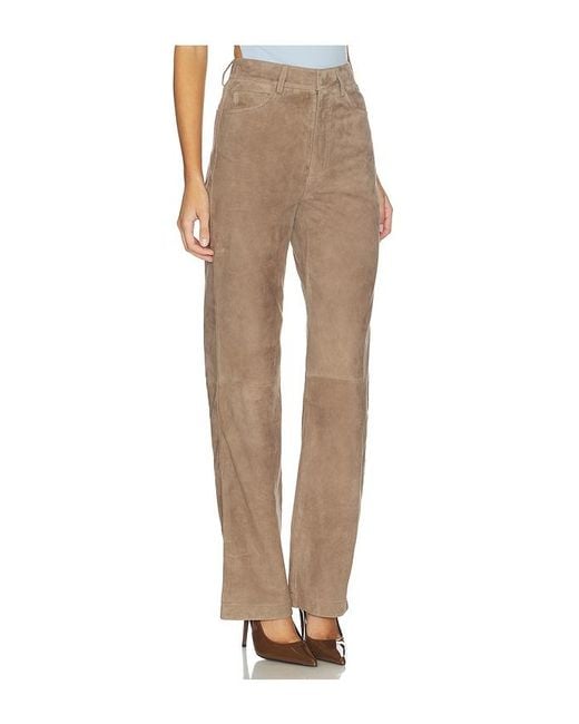ROTATE BIRGER CHRISTENSEN Natural Straight Suede Pants