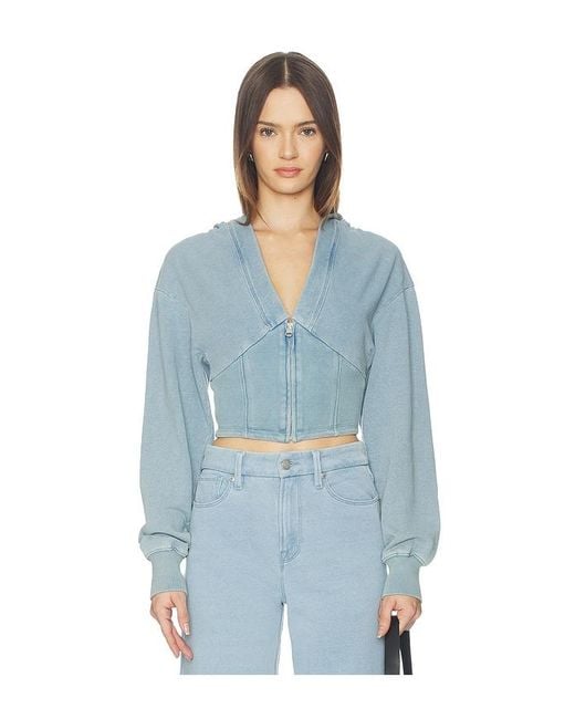 GOOD AMERICAN Blue Jeanius Zip Up Hoodie
