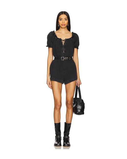 Free People We The Free Daisy デニムベビードールロンパー Black
