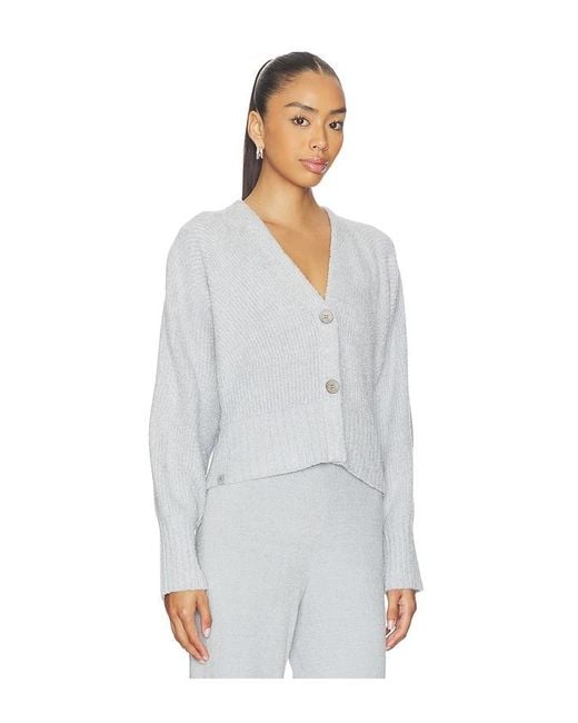 Barefoot Dreams White Cozychic Lite Ribbed Button Front Cardigan