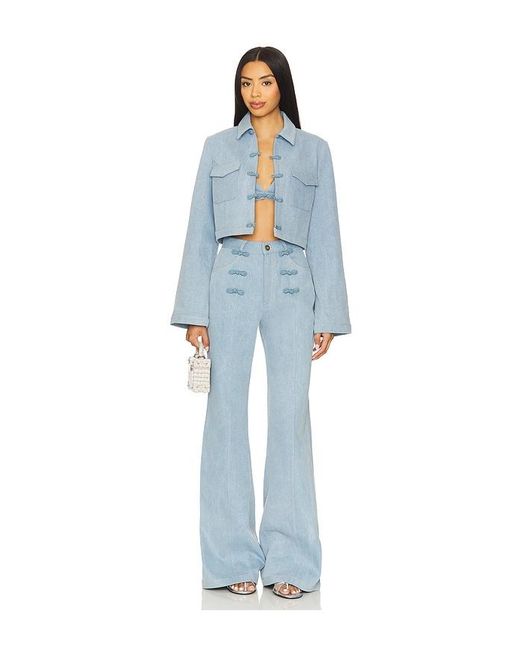 SAU LEE Blue Cleo Denim Bralette