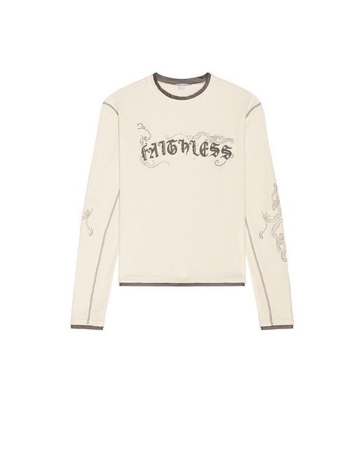 Jaded London Natural Faithless Rib Cross Applique Long Sleeve Tee for men
