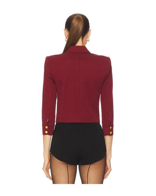 L'Agence Red Kumi Cropped Fitted Jacket