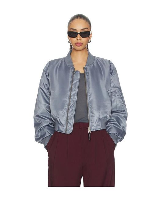 Anine Bing Blue Cropped Leon Bomber