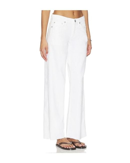 Rag & Bone White Featherweight Cam Low-Rise Full Straight Jeans