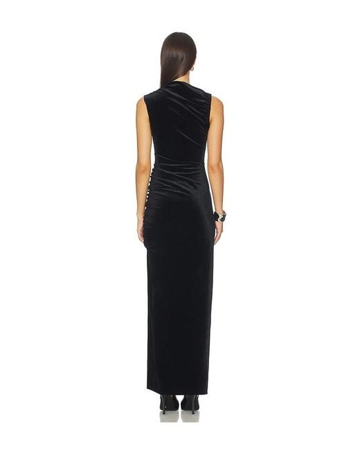 GOOD AMERICAN Black Velvet High Neck Maxi Dress