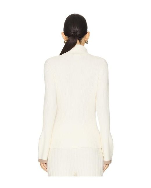 Varley White Ravena Rib Knit High Neck Top