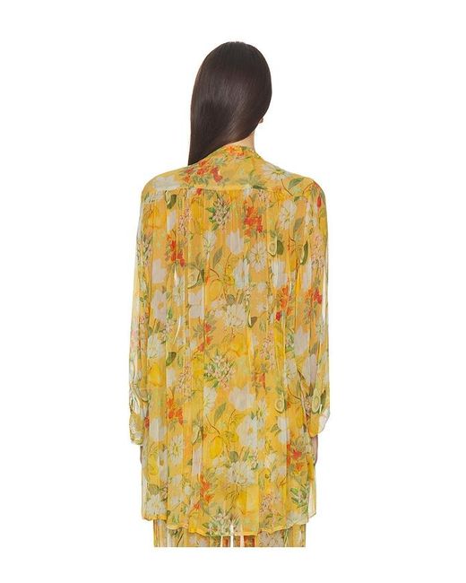 VERANDAH Yellow Boho Mini Shirt Dress