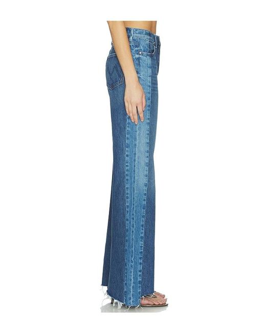 Mother Blue The Tux Sidestepper Sneak Fray Jeans