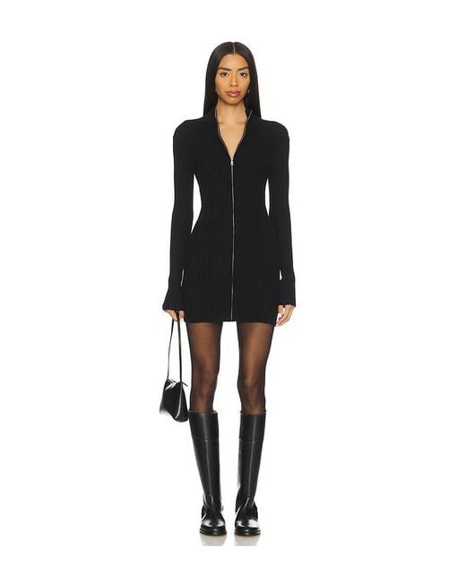 Lovers + Friends Black Zenni Zip Front Mini Dress