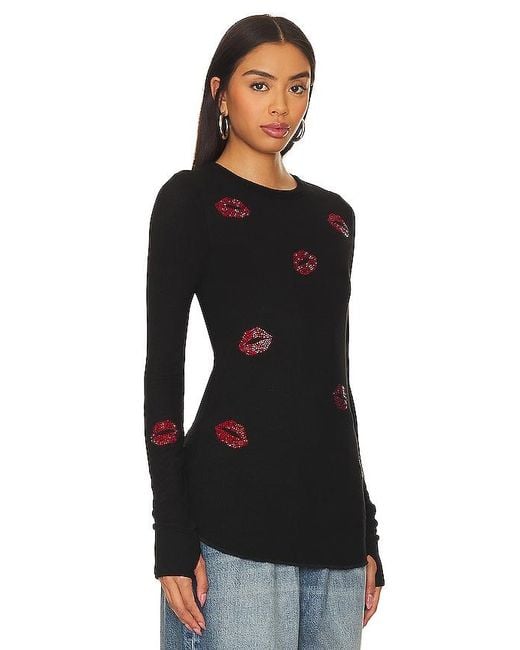 Lauren Moshi Black Mckinley Thermal Tee