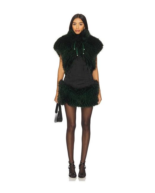 Kim Shui Black Lina Faux Fur Vest Top
