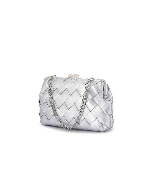 Olga Berg Quinn Woven Clutch White