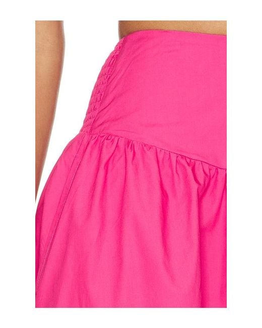 Susana Monaco Pink Poplin Drop Waist Skirt