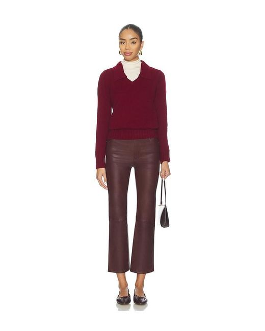 FRAME Red Leather Reboot Crop Pant