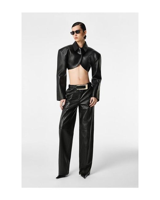 REVOLVE LOS ANGELES Black Agnes Cropped Leather Jacket