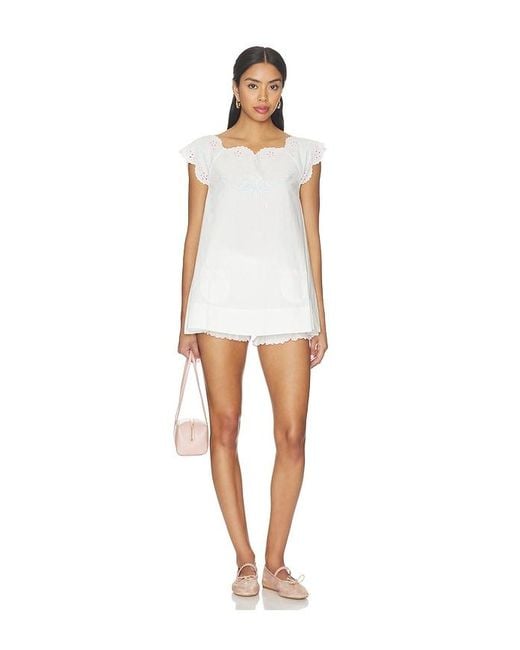 For Love & Lemons White Catherine Mini Dress And Bloomer