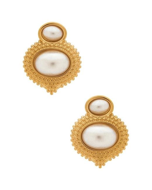 Galley Los Angeles Metallic Dahlia Pearl Earrings