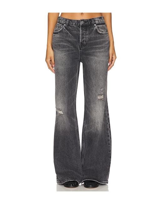 GRLFRND Blue Ausgestellte Hose Jade Low Rise Relaxed