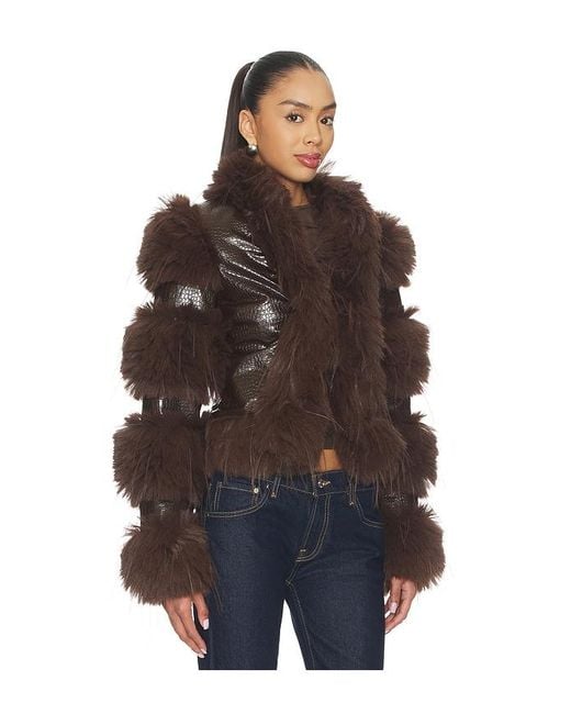 CULTNAKED Brown Faux Fur Caterpillar Coat