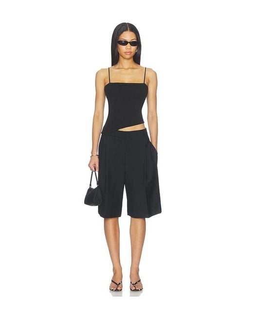 St. Agni Black Organic Cotton Square Neck Cami Top