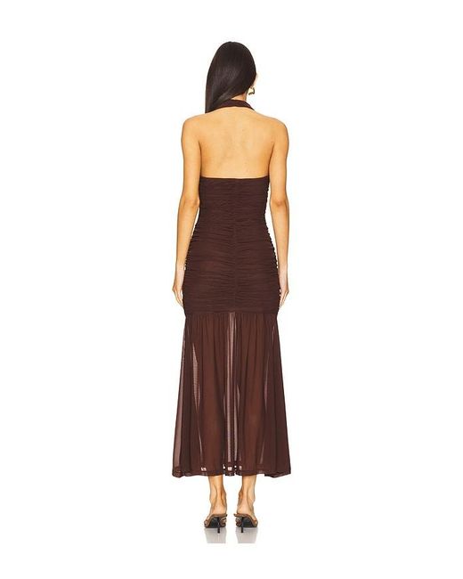 Bardot Brown X Revolve Sephera Halter Mesh Midi Dress