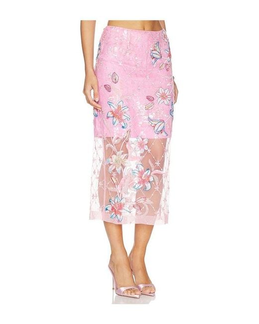 La Fuori Pink Embroidered Skirt