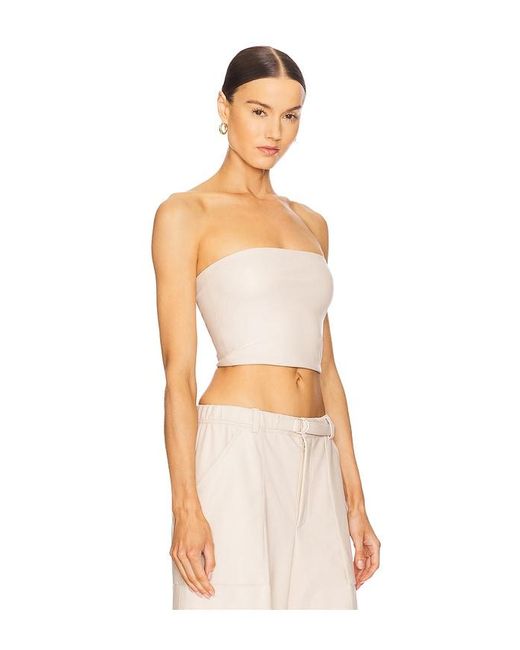 LAPOINTE Multicolor Stretch Faux Leather Tube Top